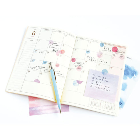 RyuRyu Japan DAWN SEA Color WASHI Dots Washi Stickers Translucent Stickers Transparent Dots Color Dots Watercolor Dots | SoS-01 70 Dots