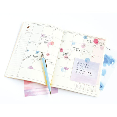 RyuRyu Japan NIGHT LIFE Color WASHI Dots Washi Stickers Translucent Stickers Transparent Dots Color Dots Watercolor Dots | SoS-05 70 Dots