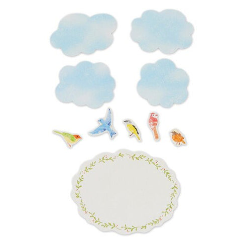 NB Co., Ltd Japan BIRDS & CLOUDS Colored Paper Flake Sticker Paper Stickers Color Flake Seals Embellishment Stickers | 2564106