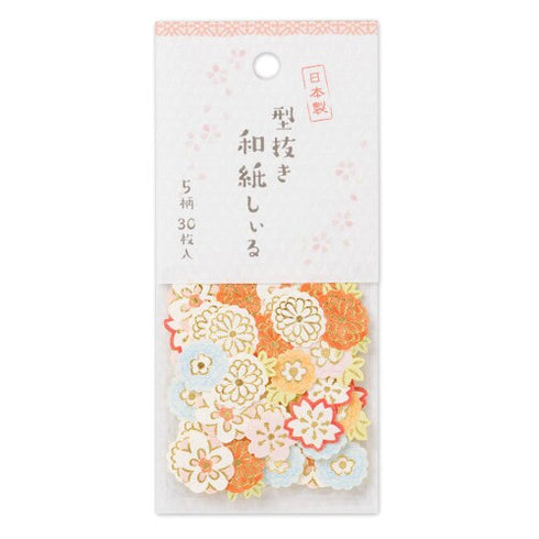 NB Co., Ltd Japan FLOWER Paper Stickers Gold Foil Stickers Die Cut Steickers Bujo Stickers Embellishment Stickers | 5564106 30 Pieces