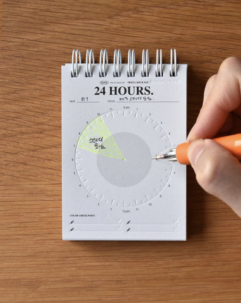 Plepic A7 PINK CHRONODEX STANDING Press Check Memo Pad Spiral Memo Pad 24 Hour Memo Pad Daily Memo Pad Timer Memo Pad | 105 X 74mm 36 Pages