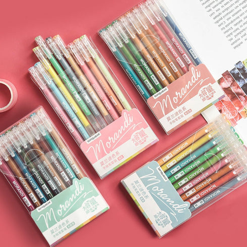 Languo Morandi SWEET SET Color Gel 9 Pen Set 0.5mm Black Out Planning Milky gel Pen Set Fine Point Set | D0221