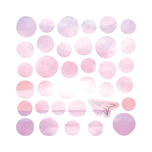 RyuRyu Japan DAWN SEA Color WASHI Dots Washi Stickers Translucent Stickers Transparent Dots Color Dots Watercolor Dots | SoS-01 70 Dots