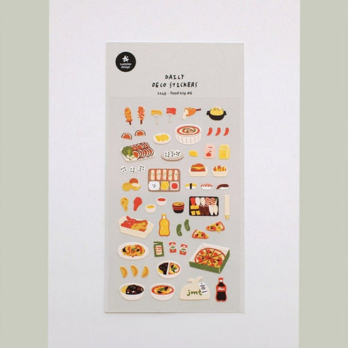 Suatelier FOOD TRIP #6 PVC Hot Dogs Corn Dogs Platters Transparent Stickers Planner Stickers Food Stickers | 1146