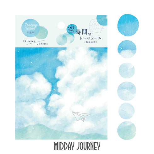 RyuRyu Japan NEW MORNING Color WASHI Dots Washi Stickers Translucent Stickers Transparent Dots Color Dots Watercolor Dots | SoS-02 70 Dots