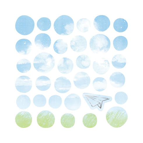 RyuRyu Japan NEW MORNING Color WASHI Dots Washi Stickers Translucent Stickers Transparent Dots Color Dots Watercolor Dots | SoS-02 70 Dots