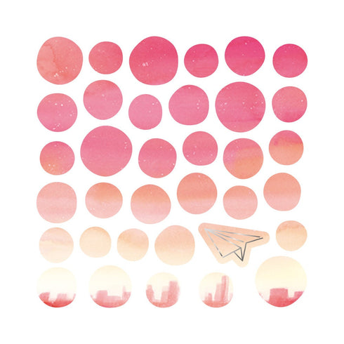 RyuRyu Japan DUSK CITY Color WASHI Dots Washi Stickers Translucent Stickers Transparent Dots Color Dots Watercolor | SoS-04 70 Dots