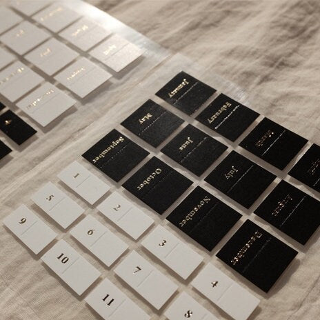 Suatelier BLACK & WHITE with SILVER Monthly Planner Index Tabs Planner Stickers Planner Tabs Index Plannr Tabs | 1649