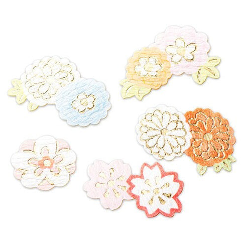 NB Co., Ltd Japan FLOWER Paper Stickers Gold Foil Stickers Die Cut Steickers Bujo Stickers Embellishment Stickers | 5564106 30 Pieces