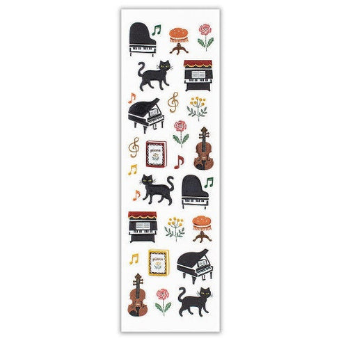 NB Co., Ltd Japan MUSIC Cat Piano Violin Sticker Gold Foil Sticker Planner Stickers Craft Stickers Embellishment Stickers | 3014118