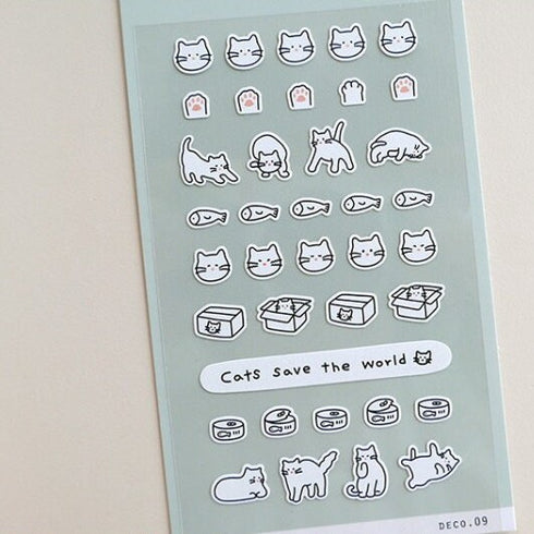 Suatelier Sonia CAT KITTEN PVC Transparent Stickers Mini Series Cat Carrier Cat Food Cat Playing | 116