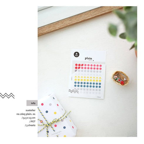 Suatelier DOT Translucent Planner Stickers Plain Shapes 01 Round Translucent Stickers | 1605