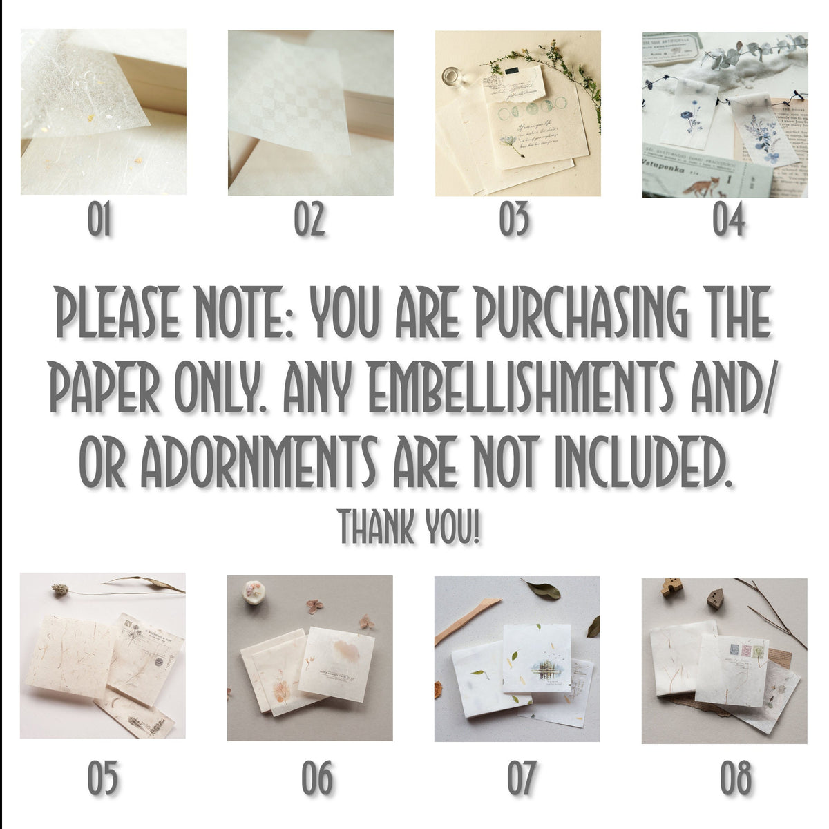 MU Lifestyle GOSSAMER Natural Textured Paper Ephemera Pressed Paper Translucent  Paper Planner Paper read Description NTP-01 