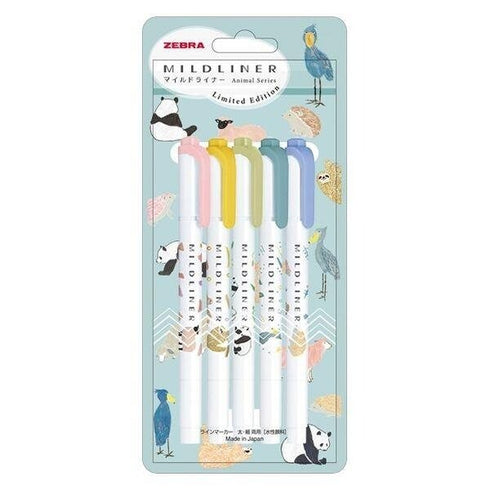 Zebra Mildliner ZOO ANIMAL Series Green Flash Series Bold Mildliner New For 2023 Set of 5 Aquarium Mildliner Single Tip | WKT7-AS-5C-B