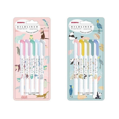 Zebra Mildliner ZOO ANIMAL Series Green Flash Series Bold Mildliner New For 2023 Set of 5 Aquarium Mildliner Single Tip | WKT7-AS-5C-B