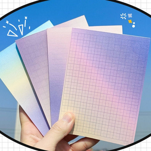 Korean GRADIENT BLANK MEMO Notepads Blank Notepad Checkered Notepad Grid Notepad Horizontal Rule Notepad 100gsm Notepad | 100 X 140mm 50 Sht