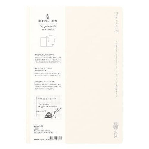 Kleid B6 TINY GRID Notes OK Fools Paper Notebook 81.4gsm 2mm Grid Notebook White Cover Cream Paper 2mm Tiny Grid 2mm Graph | 8441-02 64 Page