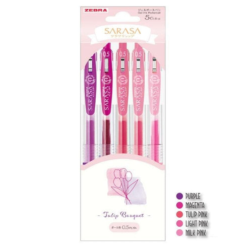 Zebra Sarasa WHITE CLOVER Flower Bouquet Limited Edition Flower Series Five Pen Set Flower Pen Set Bouquet Pen Set 0.5mm | JJ15-WCL-5C