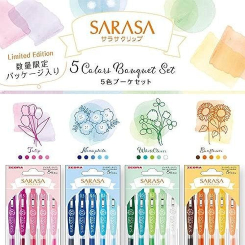 Zebra Sarasa TULIP FLOWER Bouquet Limited Edition Flower Series Five Pen Set Flower Pen Set Bouquet Pen Set 0.5mm | JJ15-TU-5C
