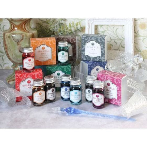 Japan Teranishi Kagaku Guitar MISTY BLACK SPARKLE Ink Fountain Pen Ink Dip Pen Ink Painting Ink Writing Ink, Glitter Ink Sparkle Ink | 12mL