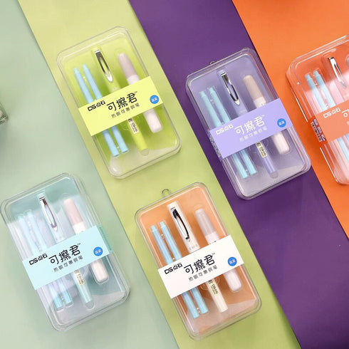 Dianshi WHITE ERASABLE 0.5mm Fountain Pen White Barrel Deluxe Foutain Pen Set Erasable Fountain Pen Fine Nib | DS-997