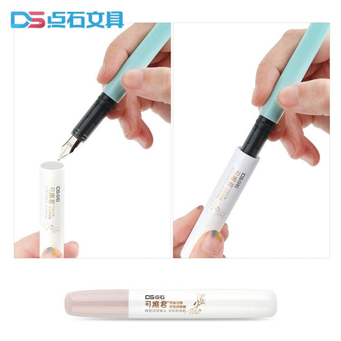 Dianshi BLUE ERASABLE 0.5mm Fountain Pen Peach Barrel Deluxe Foutain Pen Set Erasable Fountain Pen Fine Nib | DS-997