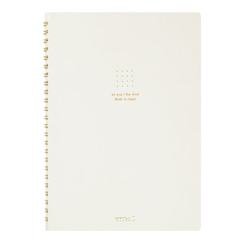 Midori A5 WHITE RING Color DOT Grid 5mm Notebook Color Pages A5 Notebook Foil Stamped Dot Grid Notebook 5mm Dot Grid | 15334006 120 Pages