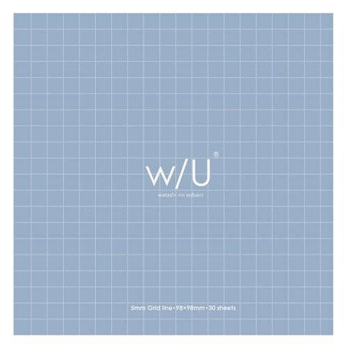 Powder BLUE Nakabayashi Watashi No Sobani W/U Series Color Paper 5mm Grid Sticky Note 70 gsm 30 Sheets | WU-FSTN-S 98mm X 98mm 4" Square