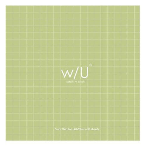 Pistachio GREEN Nakabayashi Watashi No Sobani W/U Series Color Paper 5mm Grid Sticky Note 70 gsm 30 Sheets | WU-FSTN-S 98mm X 98mm 4" Square