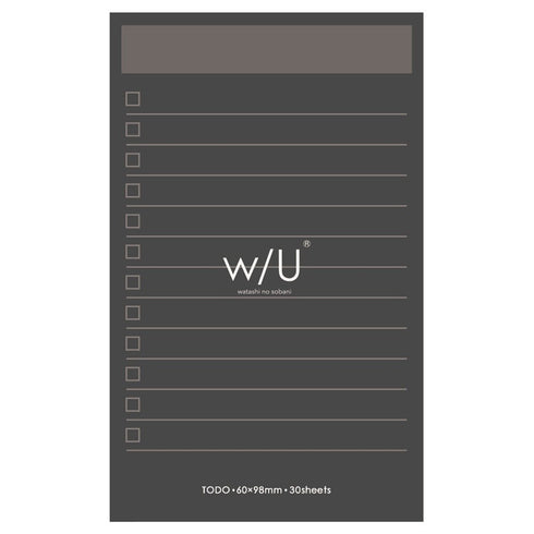 Smoky BLACK Nakabayashi Watashi No Sobani W/U To Do List Color Paper 5mm Grid Sticky Note 70 gsm 30 Shts | WU-FSTN-R 60mm X 98mm 2.5 X 3.8"