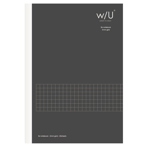Smoky BLACK B6 Nakabayashi Watashi No Sobani W/U 5mm Grid Notebook 70 gsm 40 Sheets | WU-B601 182mm X 128mm