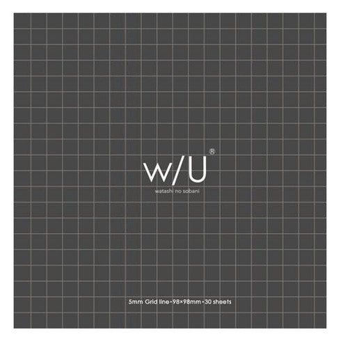 Smoky BLACK Nakabayashi Watashi No Sobani W/U Series Color Paper 5mm Grid Sticky Note 70 gsm 30 Sheets | WU-FSTN-S 98mm X 98mm 4" Square