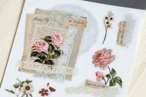 MU Lifestyle VINTAGE Card Postcard Ephemera Old Greeting Card Print-On Stickers Rub-On Stickers Transfer Stickers Translucent Stickers | 228