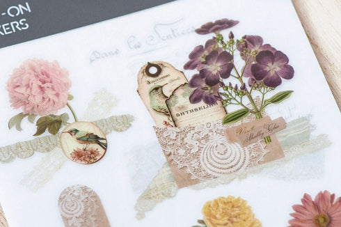 MU Lifestyle LABELS Ephemera Lace Doilies Lace Card Adornment Print-On Stickers Rub-On Stickers Transfer Stickers Translucent Stickers | 230