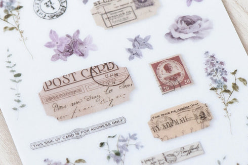 MU Lifestyle Vintage POSTCARDS Stamp Ephemera Travel Ephemera Print-On Stickers Rub-On Stickers Transfer Stickers Translucent Stickers | 233