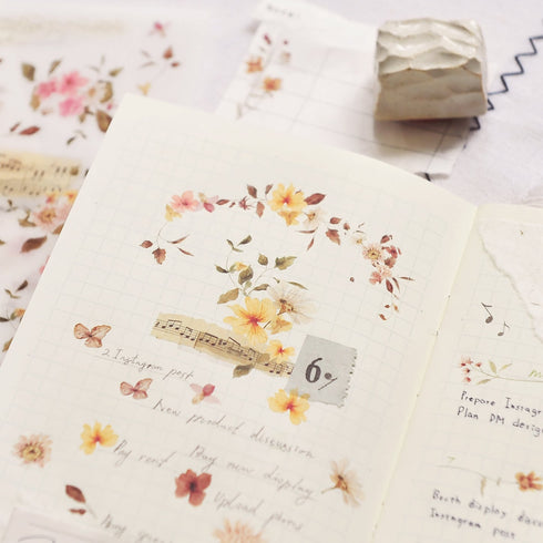 MU Lifestyle RETRO Music Score Music Ephemera Dried Flowers Print-On Stickers Rub-On Stickers Transfer Stickers Translucent Stickers | 234