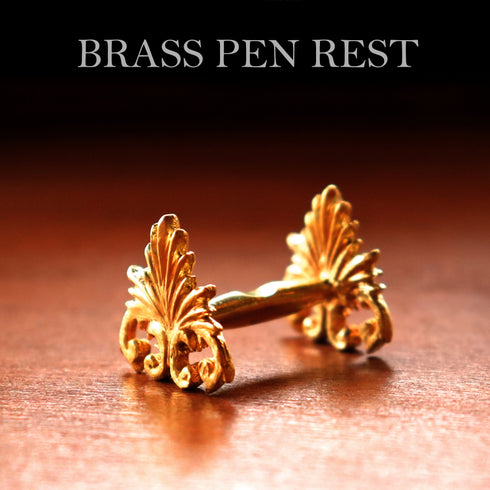 Dominant Industry BRASS PEN REST Fleur-di-Lis For Fountain Pen Pen Rest For Ink Pen Brass Pen Rest Brass Pen Holder Desk Accessories