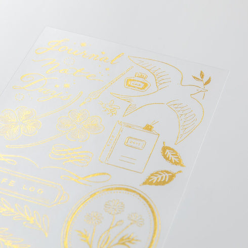 Midori Gold FOIL RECORD Motif Transfer Stickers Journaling Book Log Print-On Stickers Rub-On Stickers Transfer Sticker Translucent | 2615