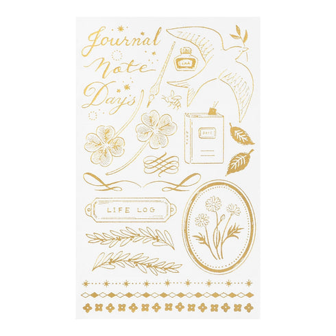 Midori Gold FOIL RECORD Motif Transfer Stickers Journaling Book Log Print-On Stickers Rub-On Stickers Transfer Sticker Translucent | 2615