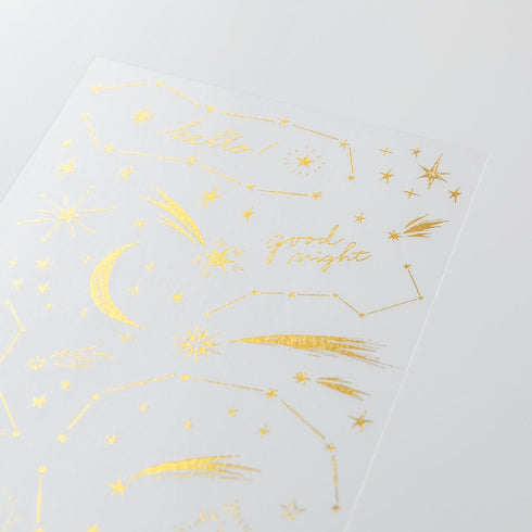 Midori Gold FOIL STAR Constellations Transfer Stickers Galaxy Comets Print-On Stickers Rub-On Stickers Transfer Sticker Translucent | 2616