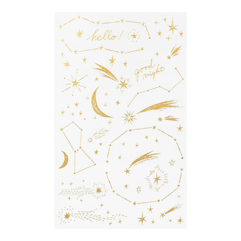 Midori Gold FOIL STAR Constellations Transfer Stickers Galaxy Comets Print-On Stickers Rub-On Stickers Transfer Sticker Translucent | 2616