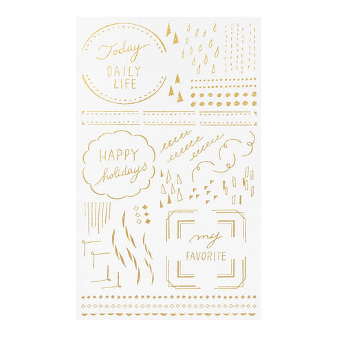Midori Gold FOIL GEOMETRIC Patterns Transfer Stickers Borders Frames Print-On Stickers Rub-On Stickers Transfer Sticker Translucent | 2617