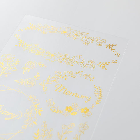 Midori Gold FOIL FLOWERS Frames Transfer Stickers Swag Ornament Print-On Stickers Rub-On Stickers Transfer Sticker Translucent | 2620