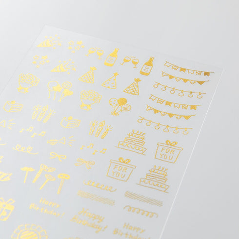 Midori Gold FOIL CELEBRATION Banners Transfer Stickers Gifts Balloons Print-On Stickers Rub-On Stickers Transfer Sticker Translucent | 2622