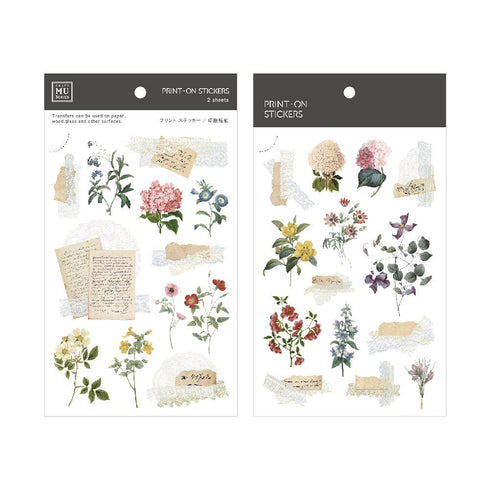 MU Lifestyle ANTIQUE Photo Antique Tape Vintage Flowers Print-On Stickers Rub-On Stickers Transfer Stickers Translucent Stickers | 229