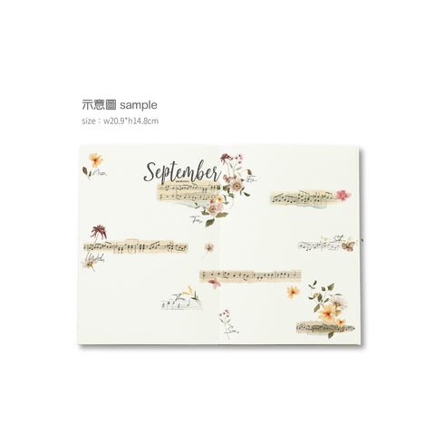 MU Lifestyle RETRO Music Score Music Ephemera Dried Flowers Print-On Stickers Rub-On Stickers Transfer Stickers Translucent Stickers | 234