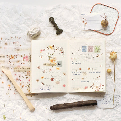 MU Lifestyle RETRO Music Score Music Ephemera Dried Flowers Print-On Stickers Rub-On Stickers Transfer Stickers Translucent Stickers | 234