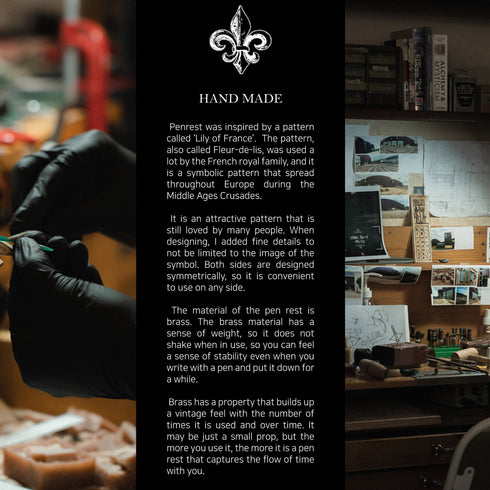 Dominant Industry BRASS PEN REST Fleur-di-Lis For Fountain Pen Pen Rest For Ink Pen Brass Pen Rest Brass Pen Holder Desk Accessories