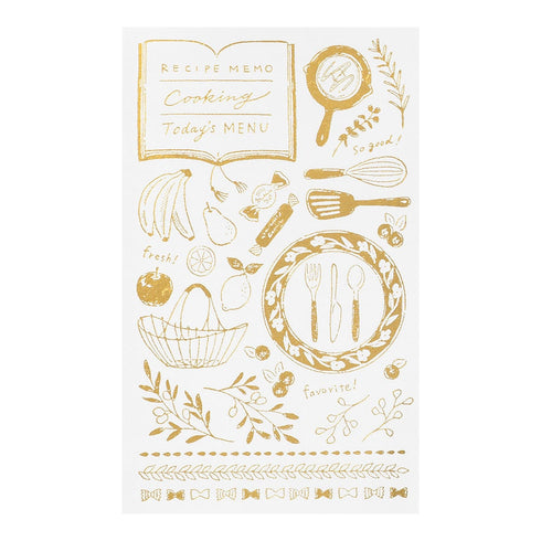 Midori Gold FOIL KITCHEN Transfer Stickers Cooking Food Serve Print-On Stickers Rub-On Stickers Transfer Sticker Translucent Stickers | 2613