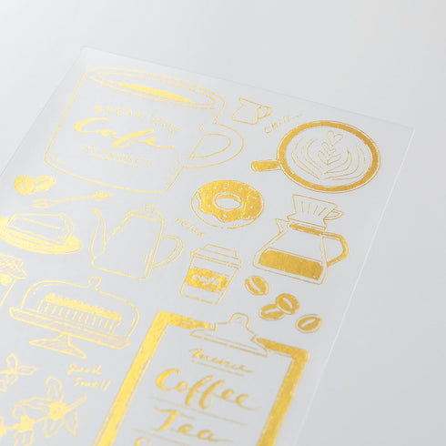 Midori Gold FOIL COFFEE Transfer Stickers Café Food Barista Print-On Stickers Rub-On Stickers Transfer Sticker Translucent Stickers | 2614